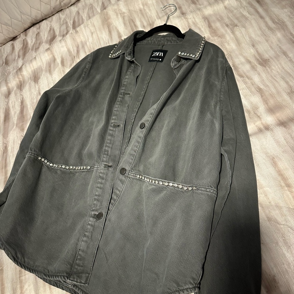 Zara Gray Lightweight Shirt Jacket